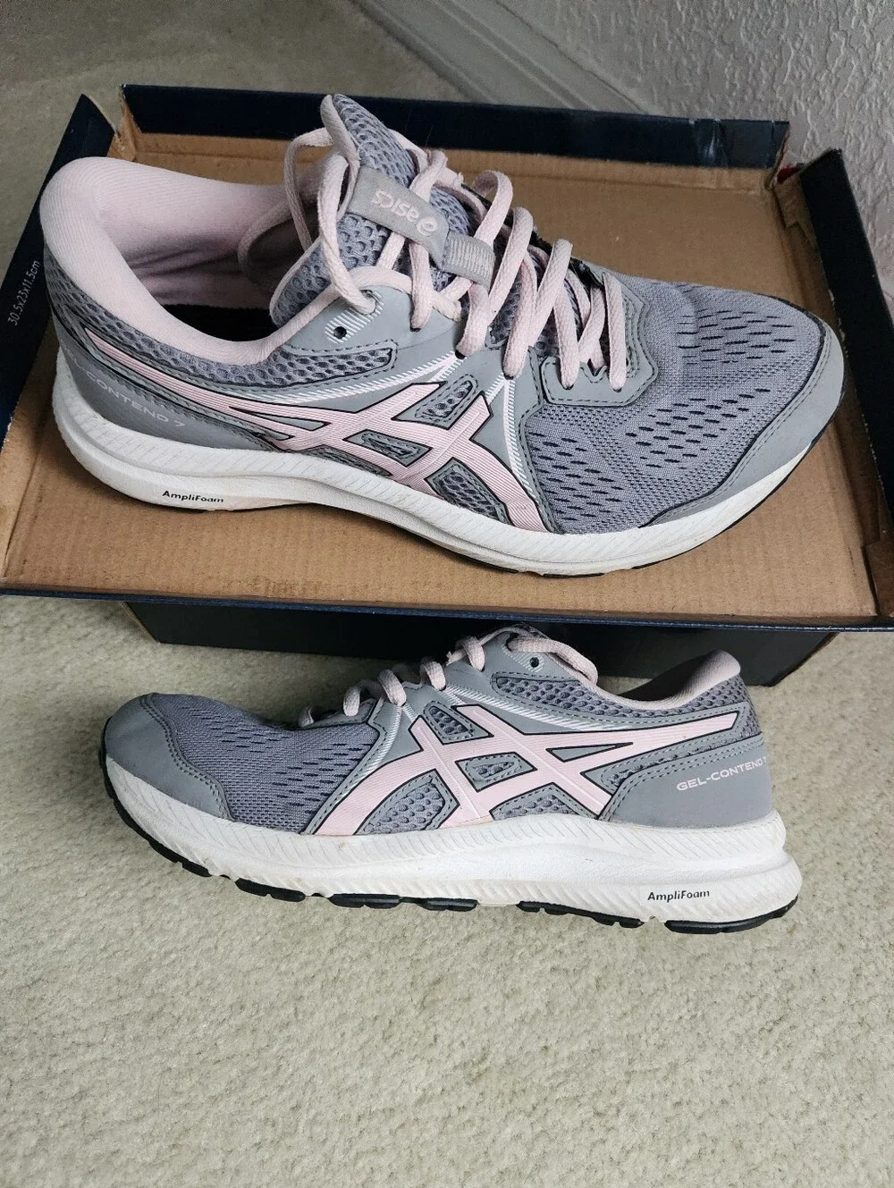 ASICS Womens Gel-Contend 7 Athletic shoes Size 8M Sheet Rock/Pink Salt